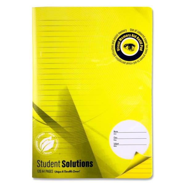 Student Solutions - Visual Aid Manuscript Book - Durable Cover - A4 - 120 Page - Yellow by Student Solutions on Schoolbooks.ie