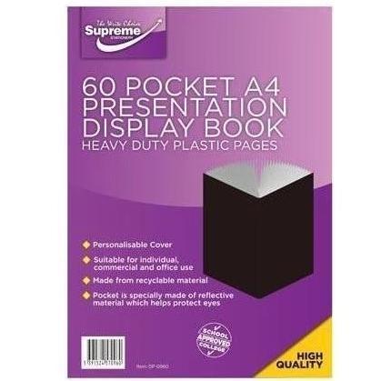 A4 60 Pocket Display With Presentation - Black by Supreme Stationery on Schoolbooks.ie