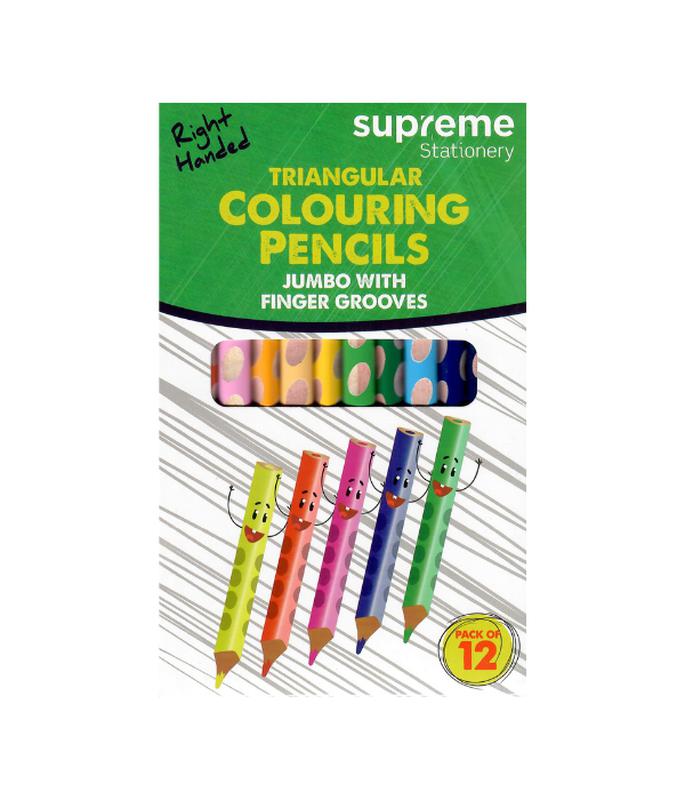 Supreme Stationery - Jumbo Triangular Colouring Pencils - Right Handed - Pack of 12 by Supreme Stationery on Schoolbooks.ie