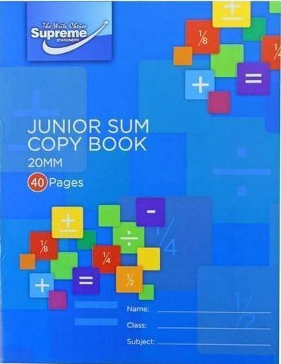 Junior Sum Copy 2cm Square - 40 Page by Supreme Stationery on Schoolbooks.ie