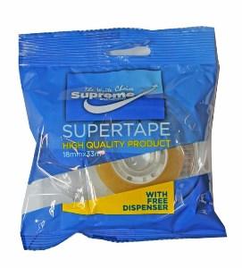Supertape 18mm x 33m with Dispenser by Supreme Stationery on Schoolbooks.ie