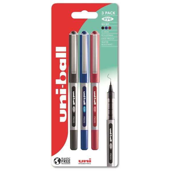 Uni-Ball - 150 Eye Micro 3 Pack - Black / Blue / Red by Uni-Ball on Schoolbooks.ie