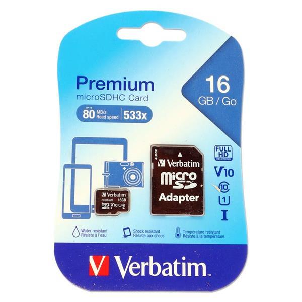 ■ Verbatim Premium Micro SDHC Card With Adaptor - 16GB by Verbatim on Schoolbooks.ie