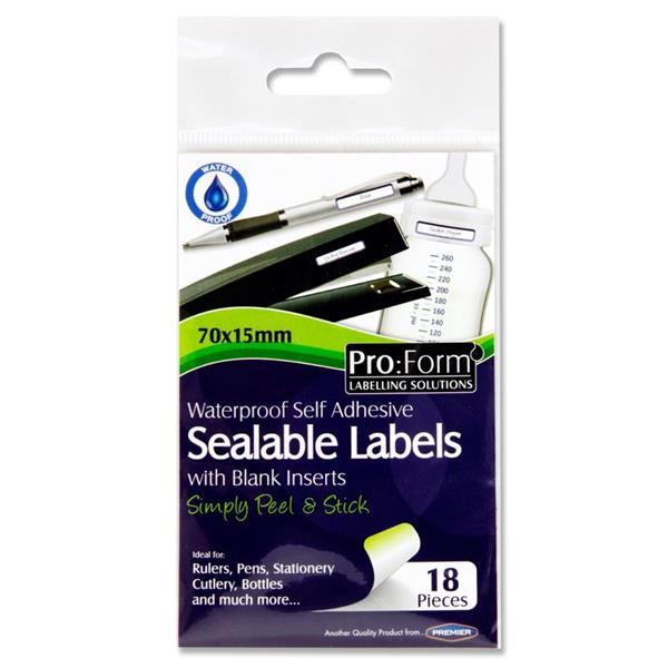 Pro:Form - Waterproof Sealable Labels - Pack of 18 by Pro:Form on Schoolbooks.ie