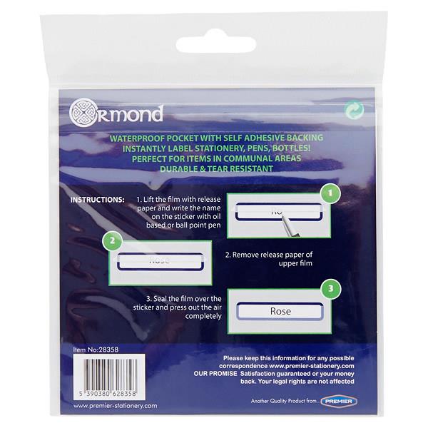 Ormond - Pack of 24 (70x15mm) Waterproof Self Adhesive Sealable Labels by Ormond on Schoolbooks.ie