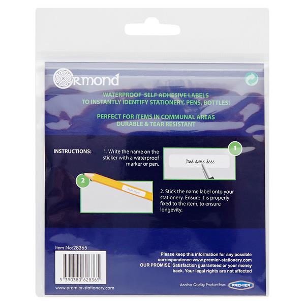 Ormond - Pack of 36 (45x12mm) Waterproof Self Adhesive Stationery Labels by Ormond on Schoolbooks.ie