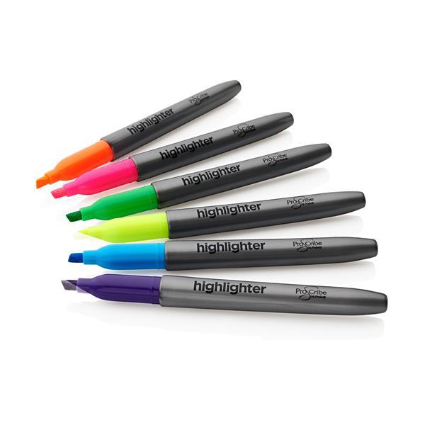 ProScribe - Pack of 6 Assorted Highlighter Pens by ProScribe on Schoolbooks.ie