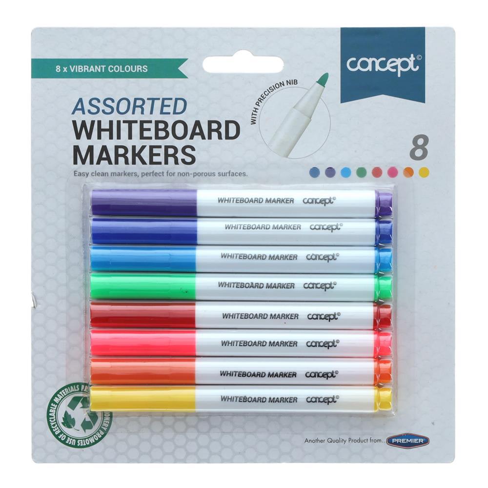 Concept - Whiteboard Markers - Assorted Colours - Pack of 8 by Concept on Schoolbooks.ie