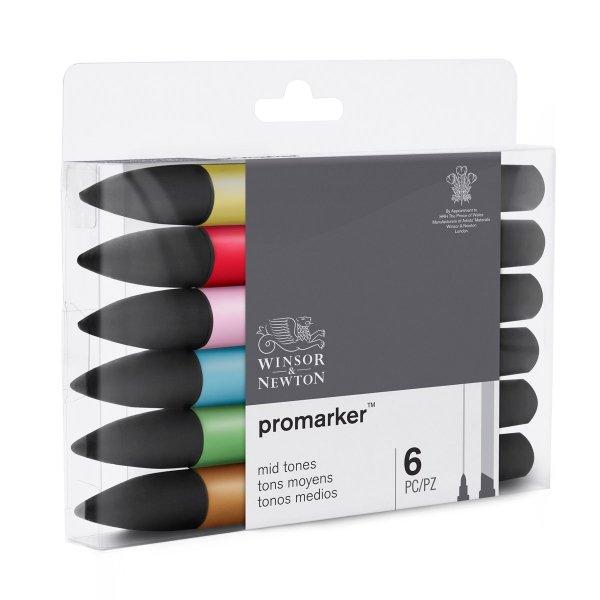 Winsor & Newton - Promarker - Mid Tones Set of 6 by Winsor & Newton on Schoolbooks.ie