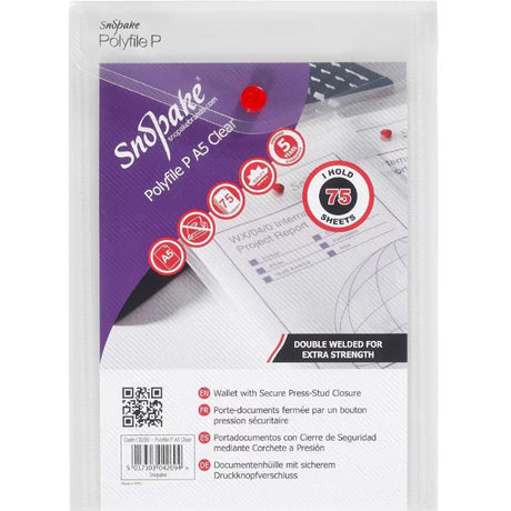 Snopake - Polyfile P File Wallet - Portrait - A5 - Clear - Pack of 5 by Snopake on Schoolbooks.ie