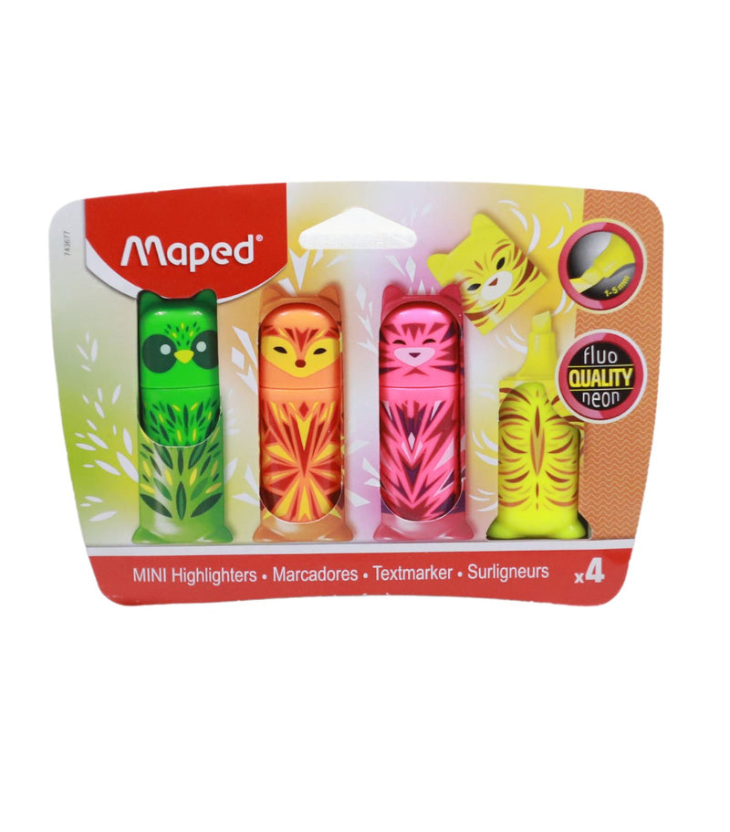 ■ Maped - Fluo'peps Pack of 4 Mini Friends Pocket Highlighters by Maped on Schoolbooks.ie