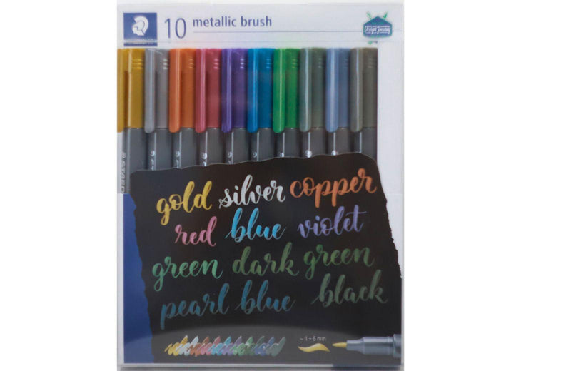 Staedtler - Metallic Brush Pen - Wallet of 10 by Staedtler on Schoolbooks.ie