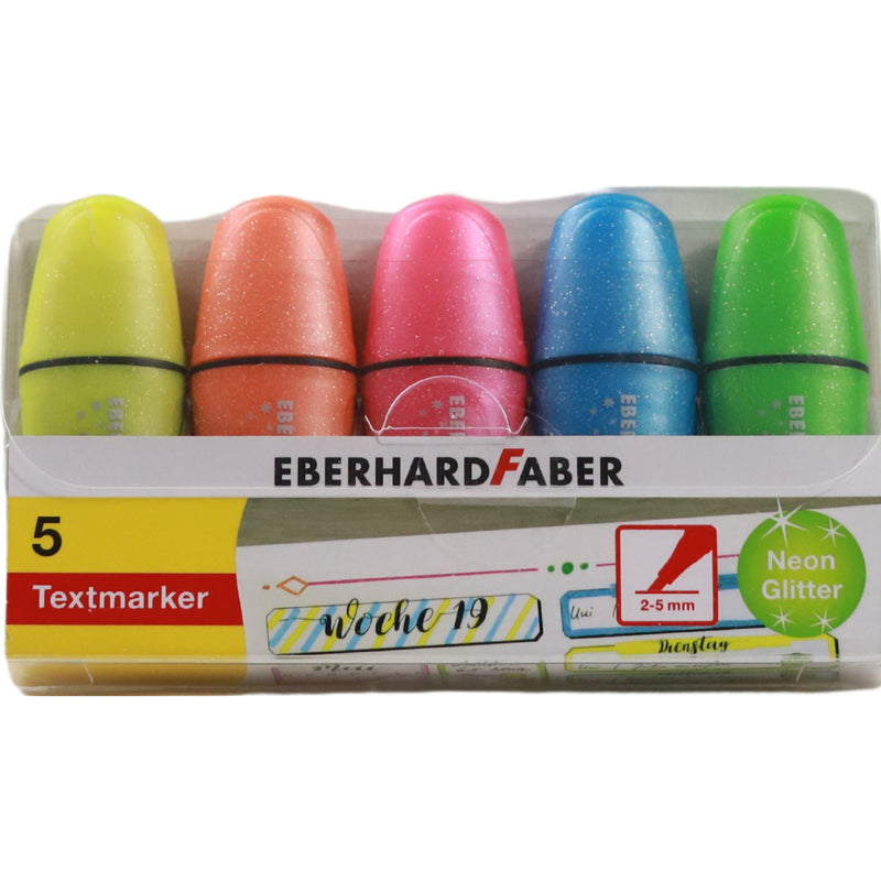 Eberhard and Faber - Mini Highlighters - Glitter Neon Set of 5 by Eberhard Faber on Schoolbooks.ie