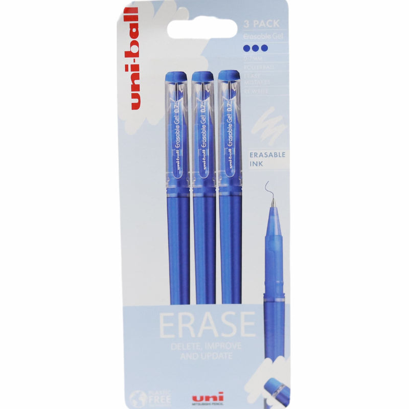Uni-Ball - Erasable Capped Pack of 3 - Blue by Uni-Ball on Schoolbooks.ie
