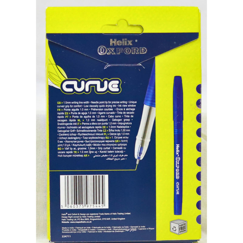 Helix Oxford Curve - 10 Ballpoint Pens - Blue by Helix on Schoolbooks.ie