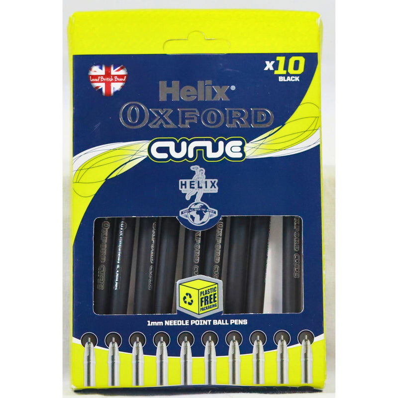 Helix Oxford Curve - 10 Ballpoint Pens - Black by Helix on Schoolbooks.ie