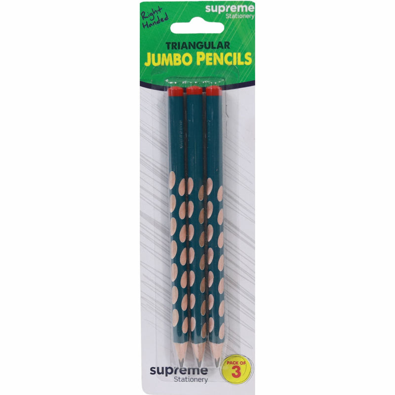 Jumbo Triangular HB Pencil Right Hand 3 pack by Supreme Stationery on Schoolbooks.ie