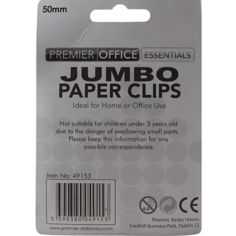 Premier Office - 80 x 50mm Jumbo Paper Clips by Premier Stationery on Schoolbooks.ie