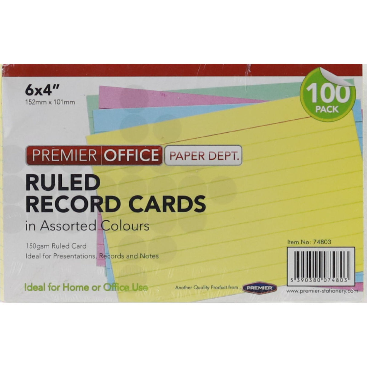 Concept - 6" x 4" Ruled Record Cards - Colour - Packet of 100 by Concept on Schoolbooks.ie