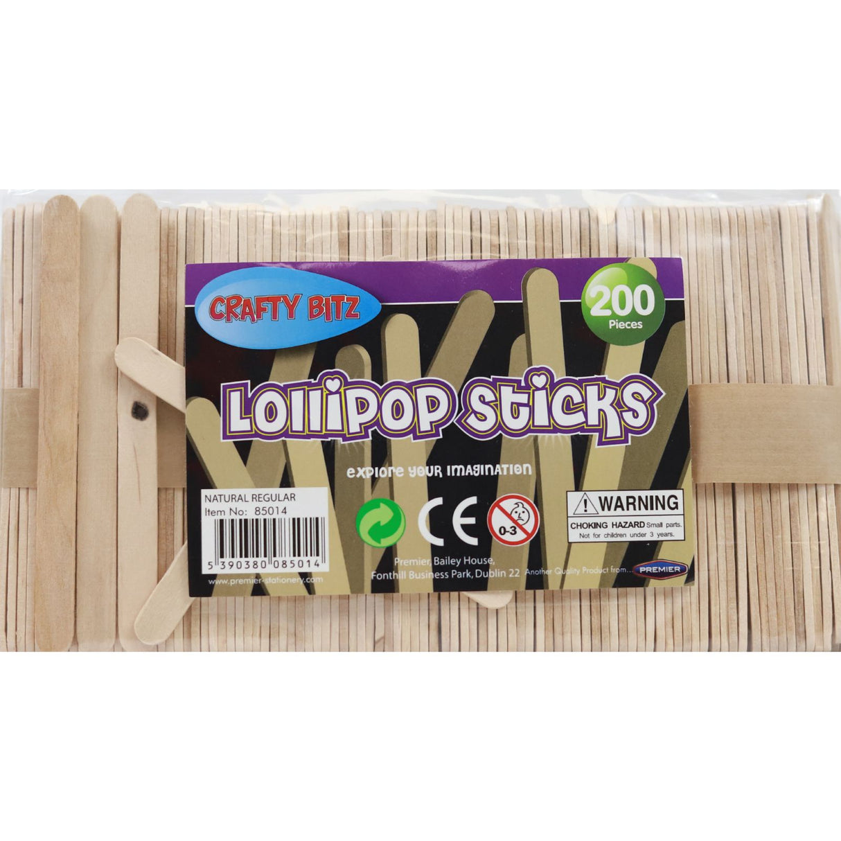 Crafty Bitz - Bag 200 Lollipop Sticks - Natural by Crafty Bitz on Schoolbooks.ie