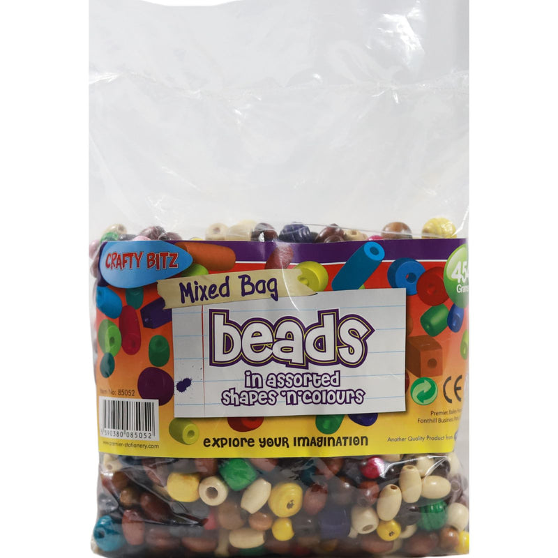 454g Bag of Wooden Multicoloured Beads - Assorted Sizes by Crafty Bitz on Schoolbooks.ie