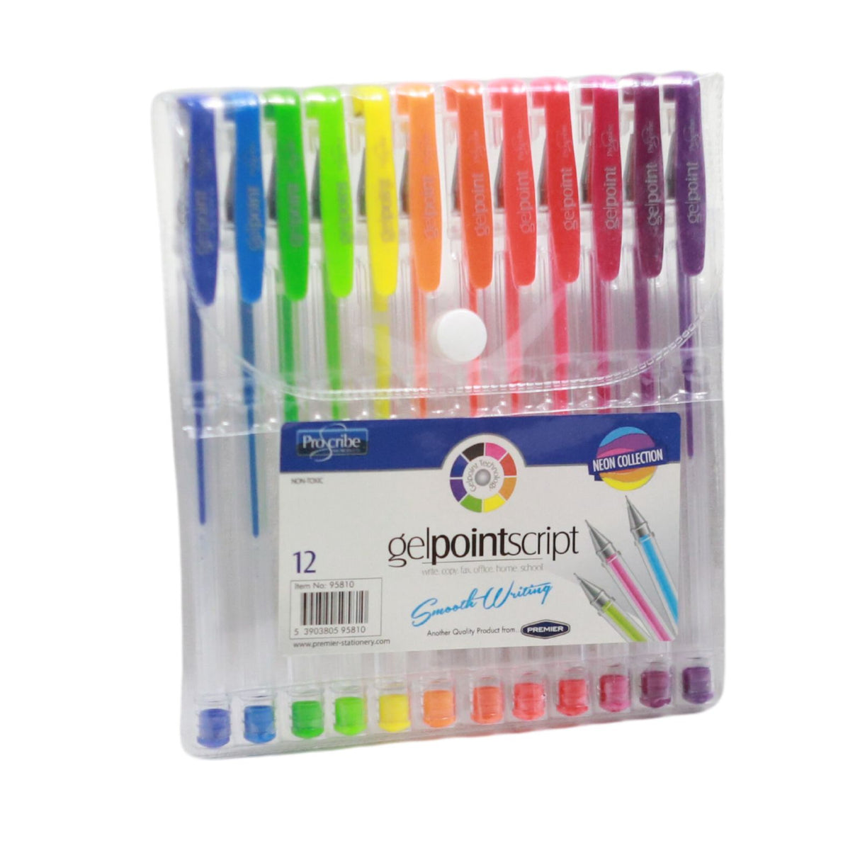 Proscribe Packet of 12 Gelpoint Script Gel Pens - Neon Collection by ProScribe on Schoolbooks.ie