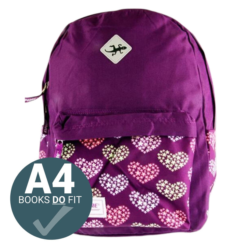 ■ Explore Backpack - 20 Litre - Purple Hearts Hoop by Premier Stationery on Schoolbooks.ie