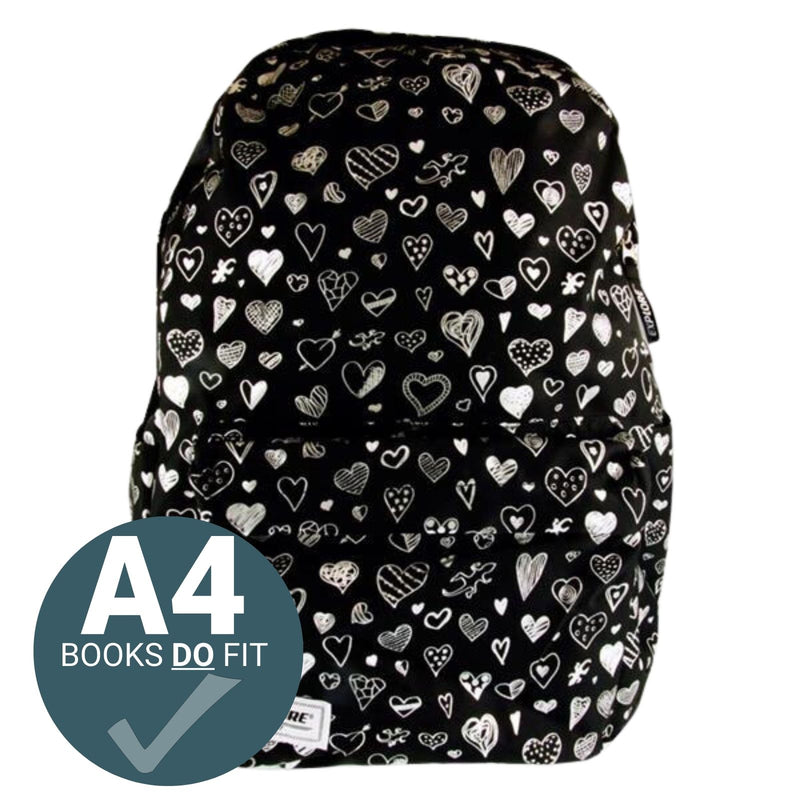 Explore Backpack - 30 Litre - Black Hearts Full by Premier Stationery on Schoolbooks.ie
