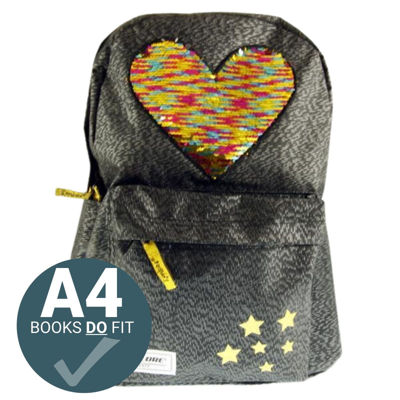 Explore Extra-Strong 20ltr Backpack - Hearts on Black by Premier Stationery on Schoolbooks.ie