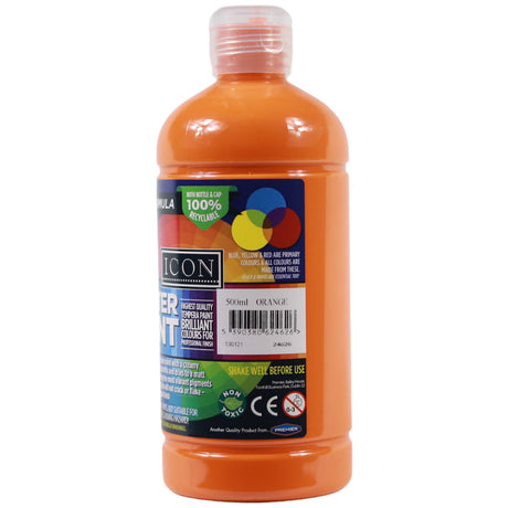 Icon Poster Paint 500ml - Orange by Icon on Schoolbooks.ie