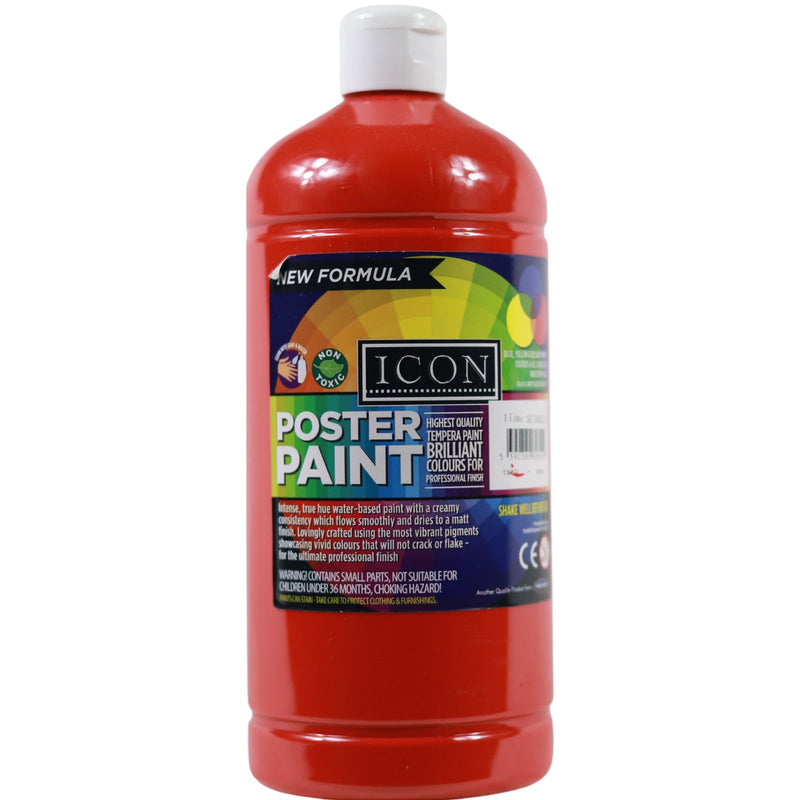 Icon Art 1ltr Poster Paint - Scarlet Red by Icon on Schoolbooks.ie