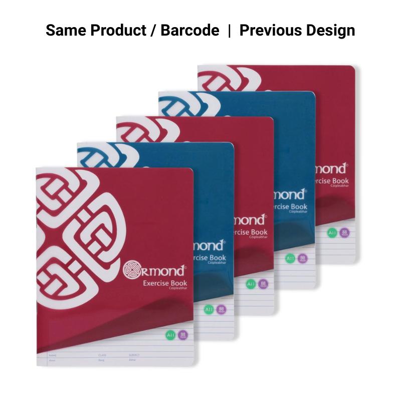 Ormond - Exercise Copy Books - Bright - Durable Cover - A11 - 88 Page - Pack of 5 by Ormond on Schoolbooks.ie