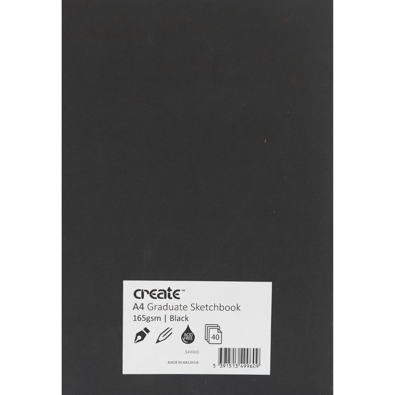 Create - Graduate Black Sketch Pad - 20 Sheets 165gsm - A4 by Create on Schoolbooks.ie