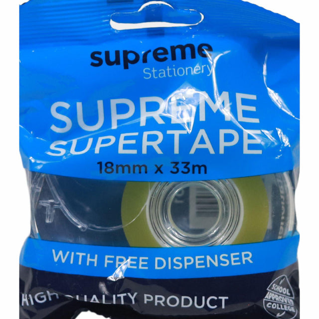 ■ Supertape 18mm x 33m with Dispenser by Supreme Stationery on Schoolbooks.ie