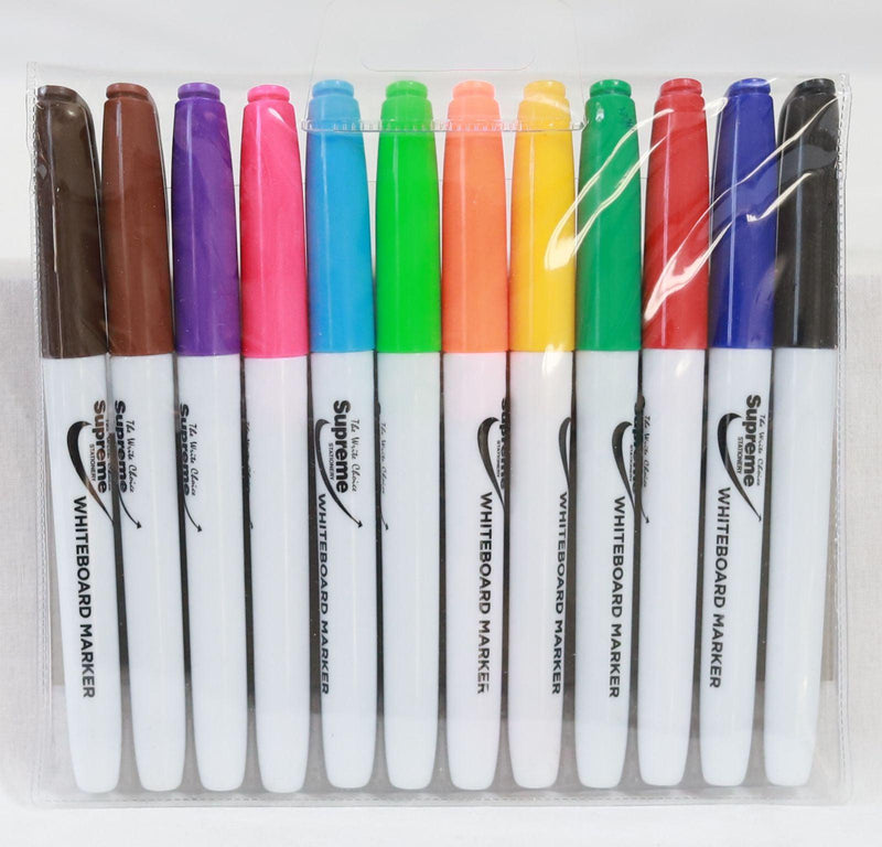 Supreme - Slim Whiteboard Markers - 12 Pack by Supreme Stationery on Schoolbooks.ie