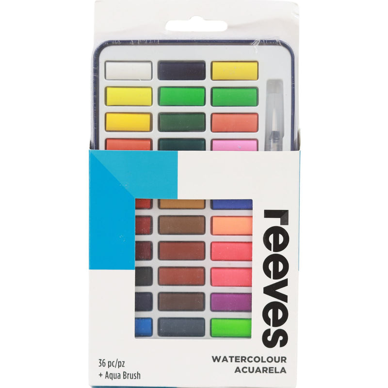 Reeves - Watercolour - 36 Colours plus Water brush - Tin Set by Reeves on Schoolbooks.ie