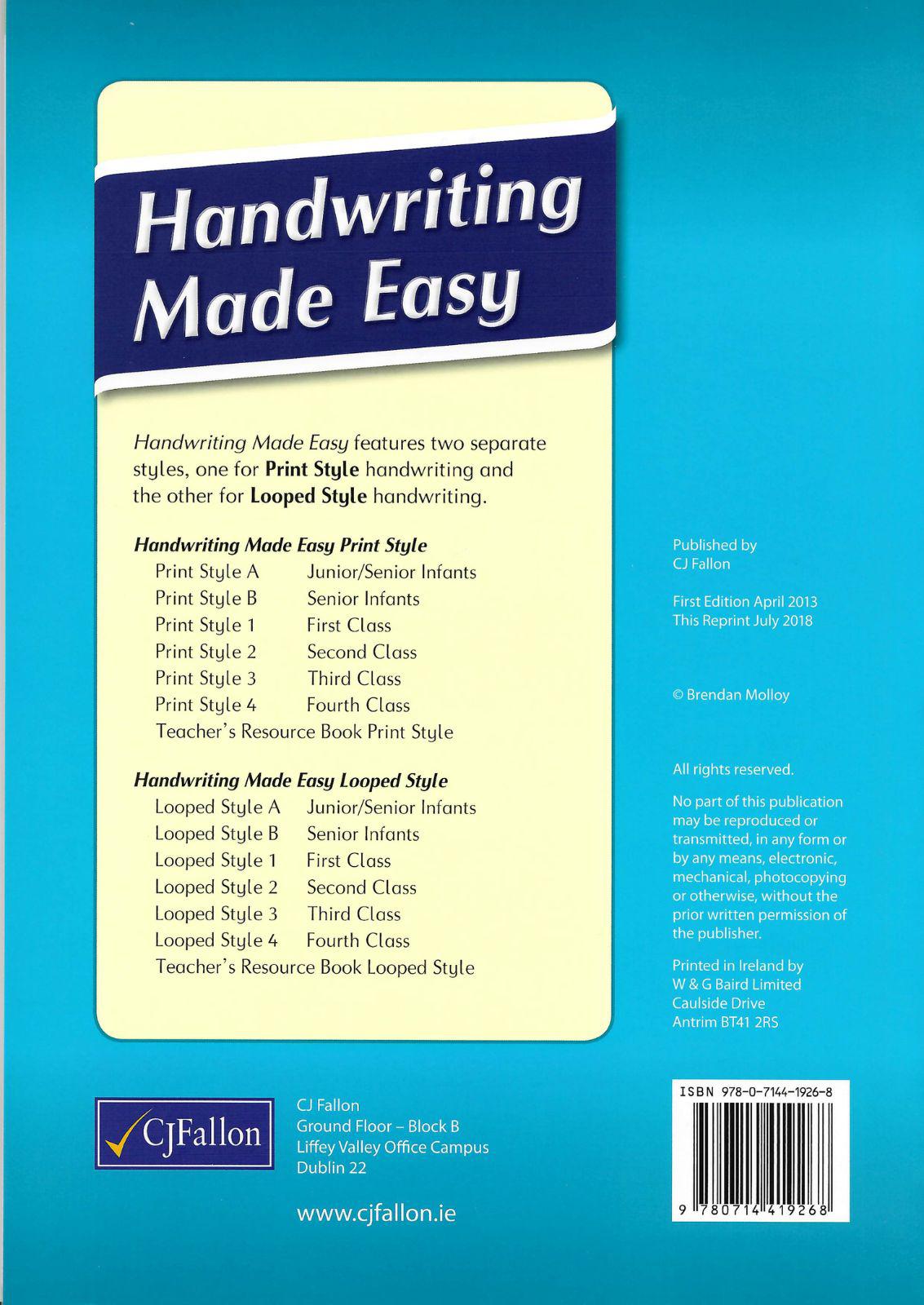 Handwriting Made Easy - Looped Style B by CJ Fallon on Schoolbooks.ie