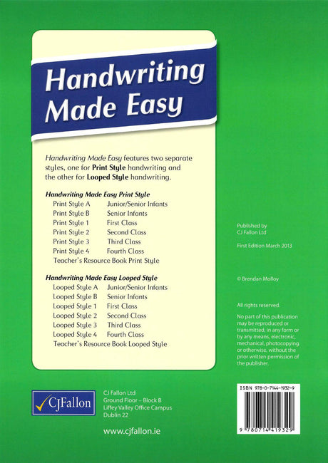 Handwriting Made Easy - Print Style B by CJ Fallon on Schoolbooks.ie