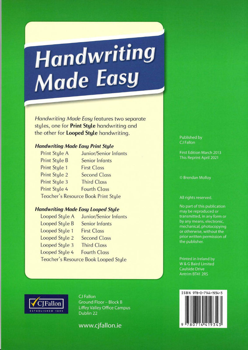 Handwriting Made Easy - Print Style 2 by CJ Fallon on Schoolbooks.ie