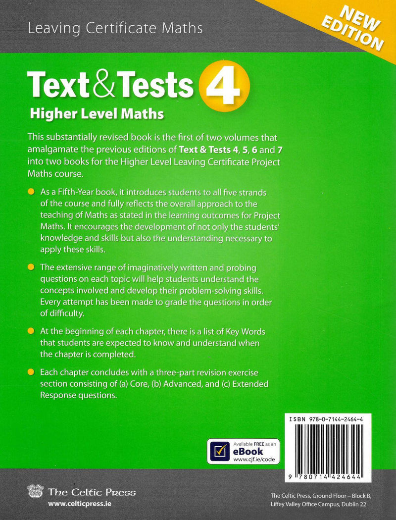 Text & Tests 4 - Higher Level - New Edition (2018) by Celtic Press (now part of CJ Fallon) on Schoolbooks.ie