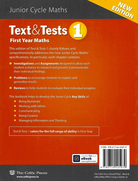 Text & Tests 1 - New Edition (2018) by Celtic Press (now part of CJ Fallon) on Schoolbooks.ie