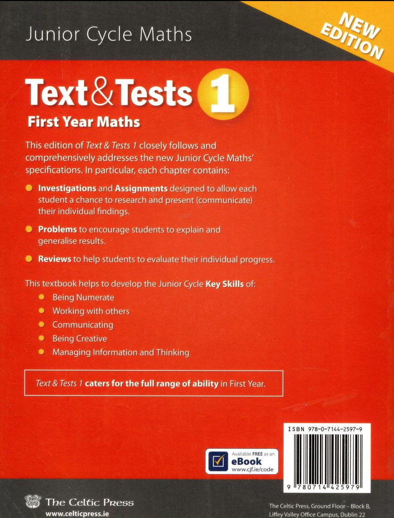 Text & Tests 1 - New Edition (2018) by Celtic Press (now part of CJ Fallon) on Schoolbooks.ie