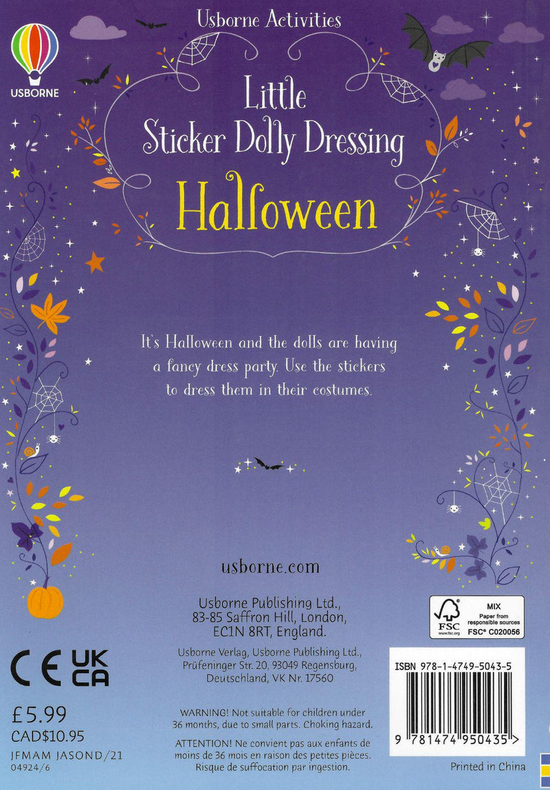 Little Sticker Dolly Dressing Halloween by Usborne Publishing Ltd on Schoolbooks.ie