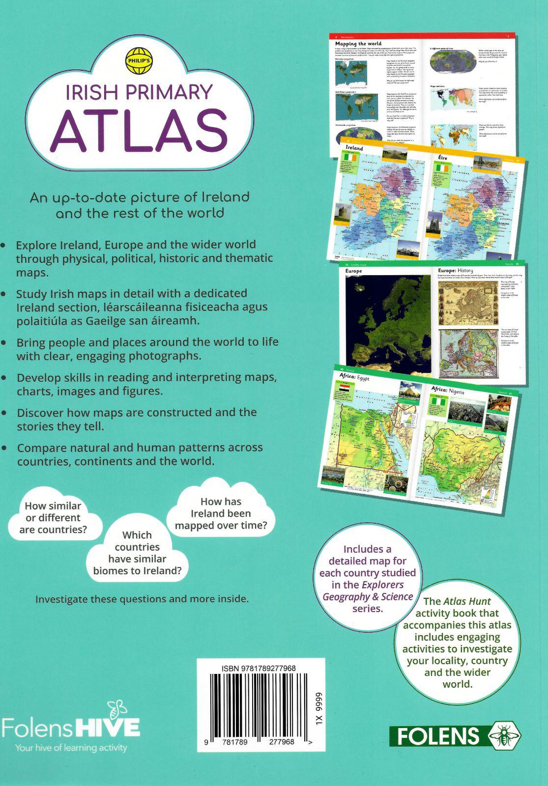 Philip's Irish Primary Atlas - Set (incl Atlas Hunt) - New Edition (2021) by Folens on Schoolbooks.ie