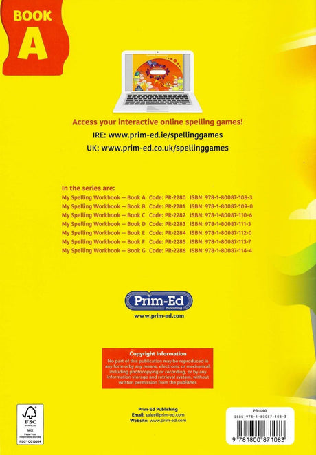 My Spelling Workbook - Book A - New Edition (2021) by Prim-Ed Publishing on Schoolbooks.ie