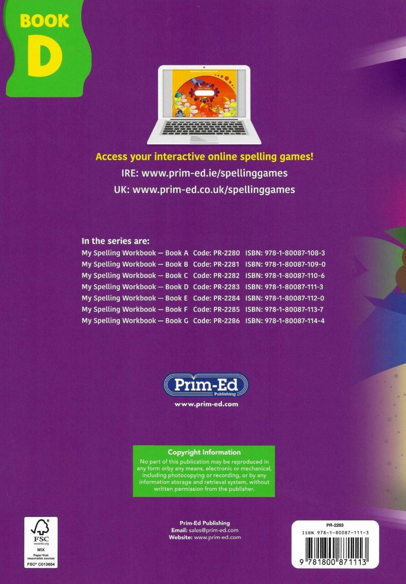My Spelling Workbook - Book D - New Edition (2021) by Prim-Ed Publishing on Schoolbooks.ie