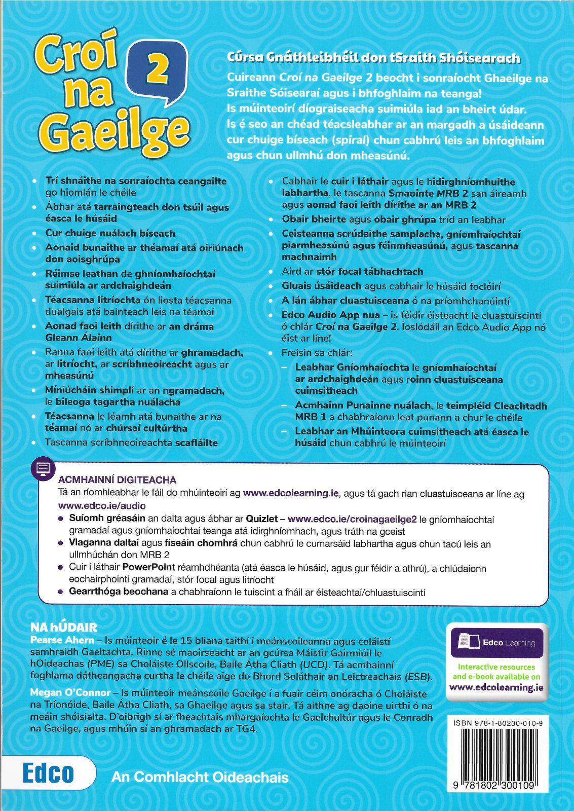 Croí na Gaeilge 2 - Textbook, Activity book and Portfolio Resource Book - Set by Edco on Schoolbooks.ie