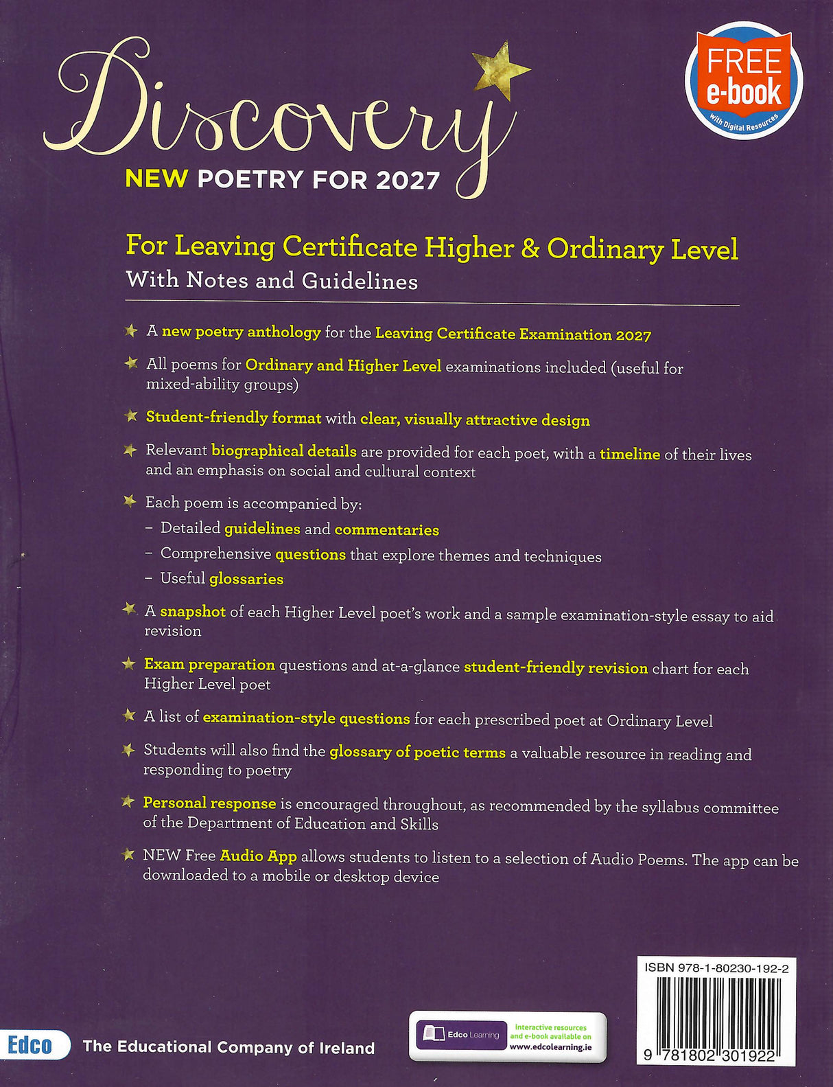 ■ Discovery - New Poetry for 2027 - Higher & Ordinary Level - Textbook and Student Portfolio - Set by Edco on Schoolbooks.ie