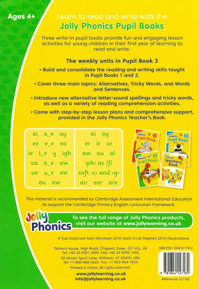 Jolly Phonics Pupil Book 3 - in Precursive Letters (Colour) by Jolly Learning Ltd on Schoolbooks.ie