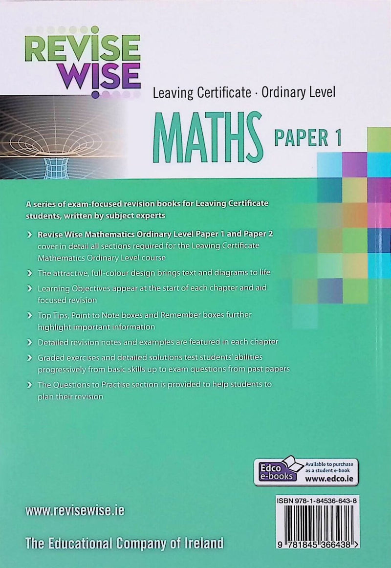 Revise Wise - Leaving Cert - Maths - Ordinary Level Paper 1 by Edco on Schoolbooks.ie
